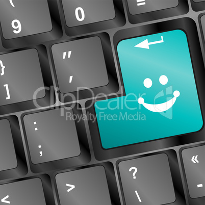Computer keyboard with smile key - business concept