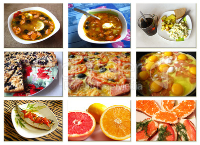 Collage from photos of various dishes