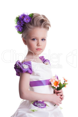 Beautiful little girl with bouquet
