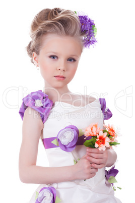 Pretty little girl with bouquet