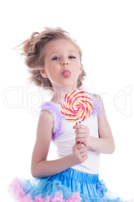 Funny little girl with lollipop