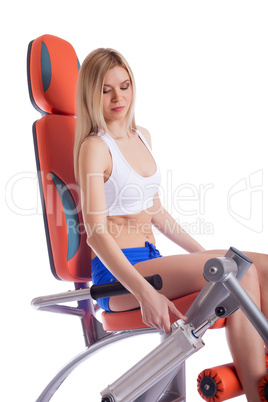 Young woman on isodynamic exerciser