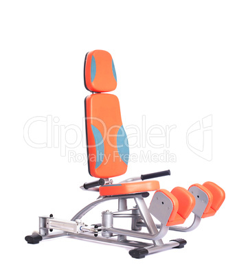 Orange hydraulic exerciser. Isolated on white