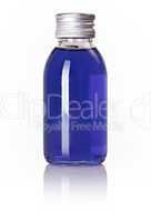 Bottle of blue liquid
