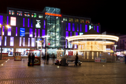 Carousel at night in the square Dnepropetrovsk