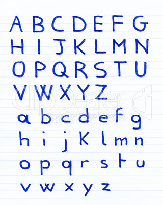 Handwritten alphabet letters