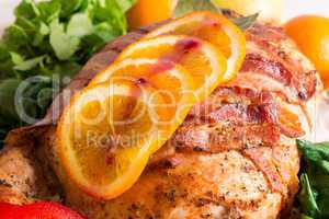 baked turkey with chestnut filling and orange