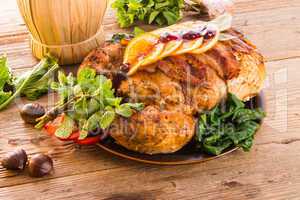 baked turkey with chestnut filling and orange