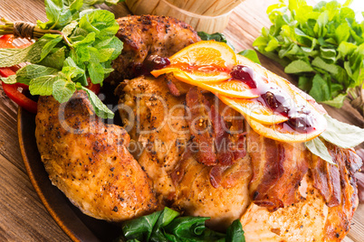 baked turkey with chestnut filling and orange