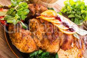 baked turkey with chestnut filling and orange