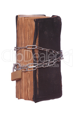 prayer book protected with padlock and chain
