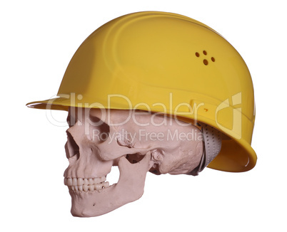 skull with yellow helmet