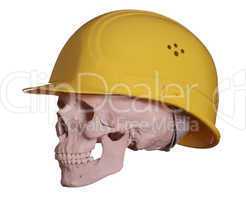 skull with yellow helmet