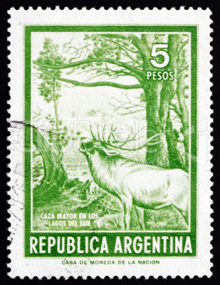 Postage stamp Argentina 1974 Red Deer in Forest