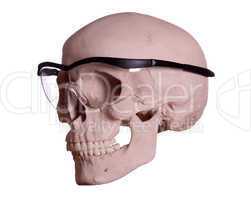 skull with protection glasses