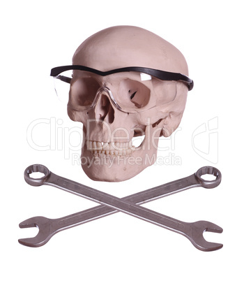 bones and skull with glasses