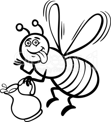 honey bee cartoon for coloring book