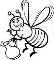honey bee cartoon for coloring book