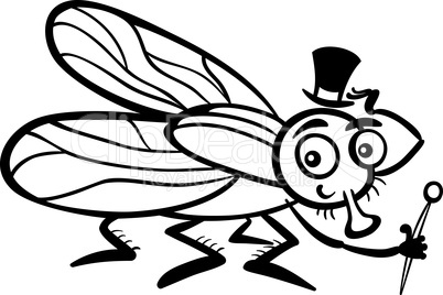 housefly cartoon for coloring book