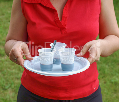 Barmaid with coffee