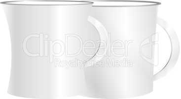 White cup set isolated on white background
