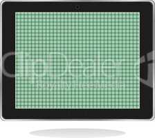 Tablet pc with green screen isolated on white background