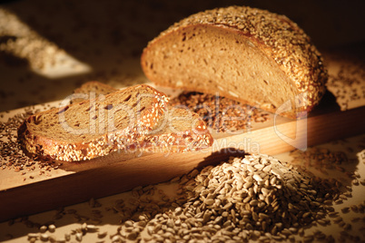 slice bread and grain