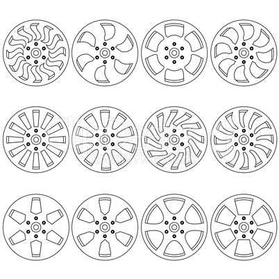 Car  alloy wheels, vector illustration