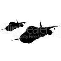 Collection of different combat aircraft silhouettes.  vector ill
