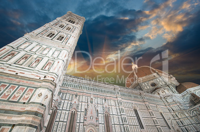 Beautiful sky colors over Cathedral Church. Duomo, Basilica di S