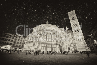 Florence. Wonderful starry sky in Piazza del Duomo - Firenze