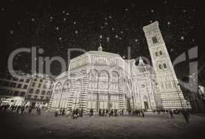 Florence. Wonderful starry sky in Piazza del Duomo - Firenze