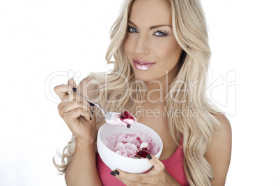 Beautiful woman enjoying dessert