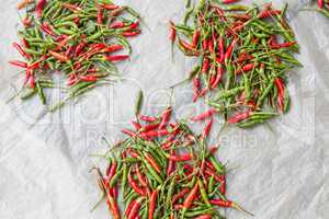 Spicy red and green hot chili peppers