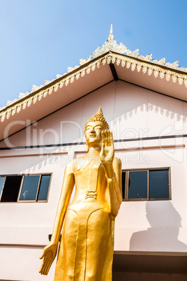 Standing bronze buddha image statue