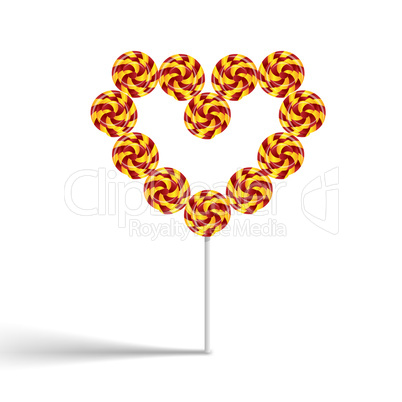 Colorful heart swirly lollypop