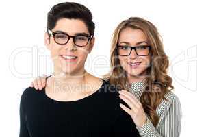 Bespectacled young cheerful couple