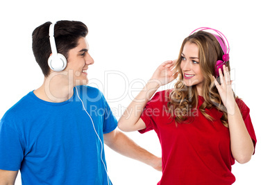 Couple enjoying romantic music together