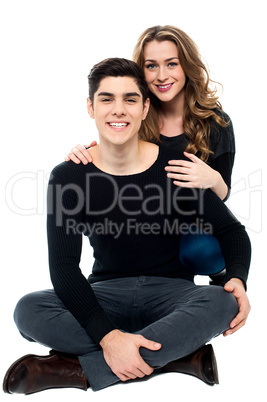 Studio shot of romantic young couple