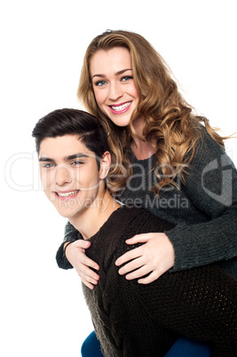 Girlfriend enjoying piggyback ride Girlfriend enjoying piggyback ride