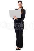 Business lady working on laptop