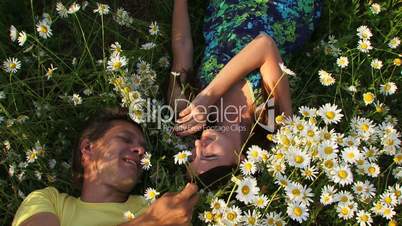 Couple among daisies