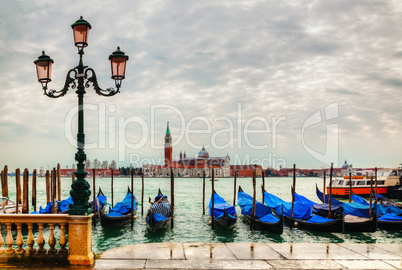 Gondolas floating in the Grand Canal