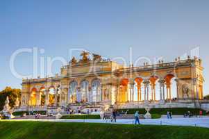 Gloriette Schonbrunn in Vienna at sunset