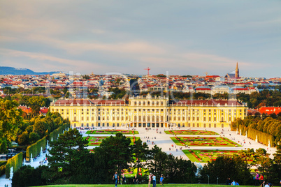 Schonbrunn palace in Vienna at sunset