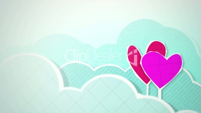 Two Hearts In Clouds Loop HD