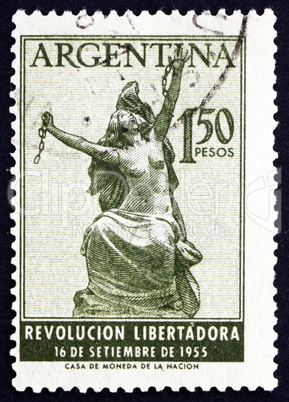 Postage stamp Argentina 1955 Argentina Breaking Chains, Allegory