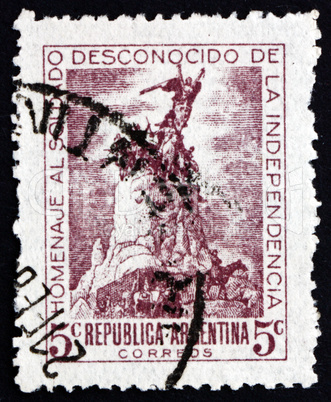 Postage stamp Argentina 1946 Monument to Army of the Andes, Mend
