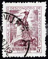 Postage stamp Argentina 1946 Monument to Army of the Andes, Mend