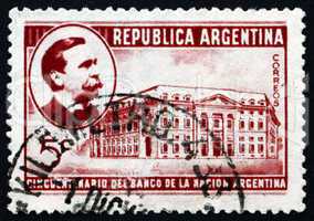 Postage stamp Argentina 1941 Carlos Pellegrini and Bank of the N